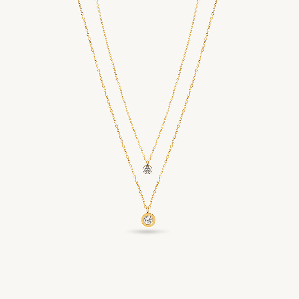 Dual Solitaire Spark Layer Necklace