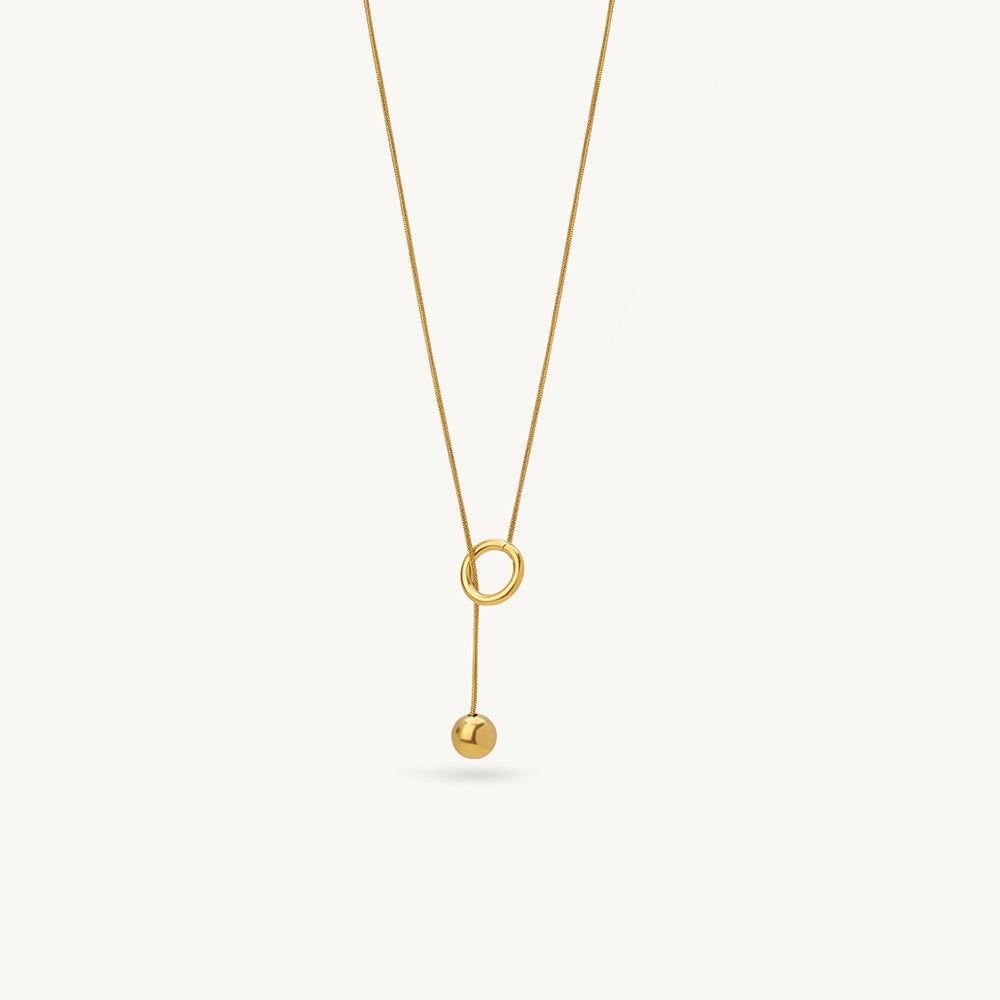 Orbit Frame Ball Drop Lariat Necklace