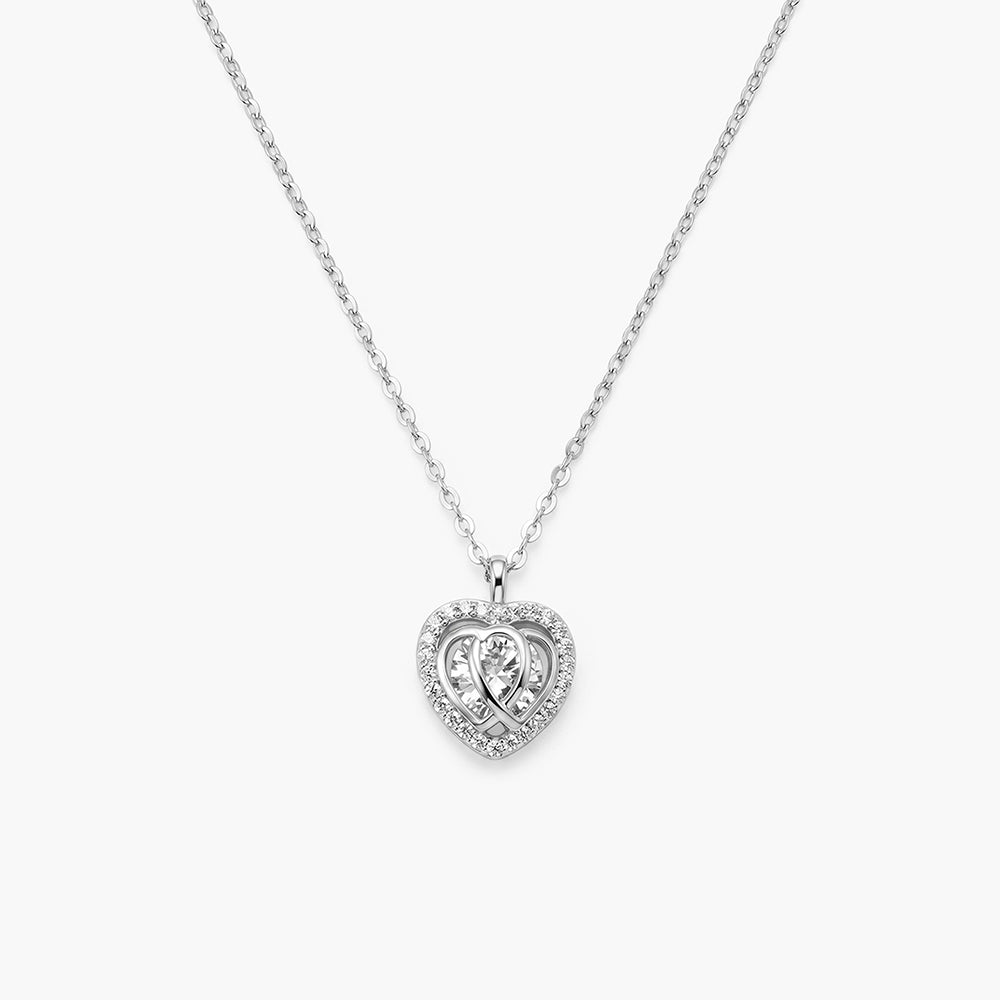 Classic Crown Heart 925 Sterling Silver Pendant Necklace