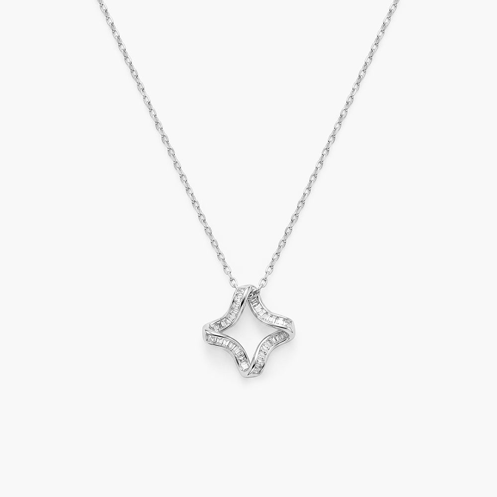 Halo Star 925 Sterling Silver Pendant Necklace