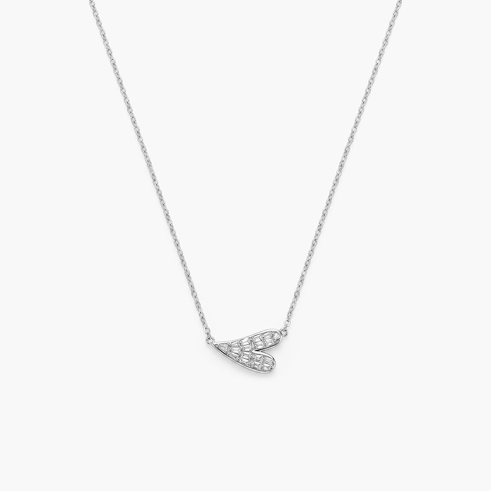 Curved Heart Bar 925 Sterling Silver Necklace