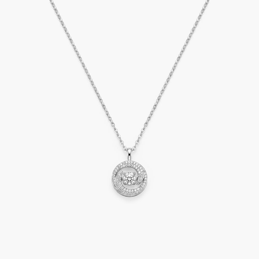 Starlight Orbit Solitaire Accent 925 Sterling Silver Necklace