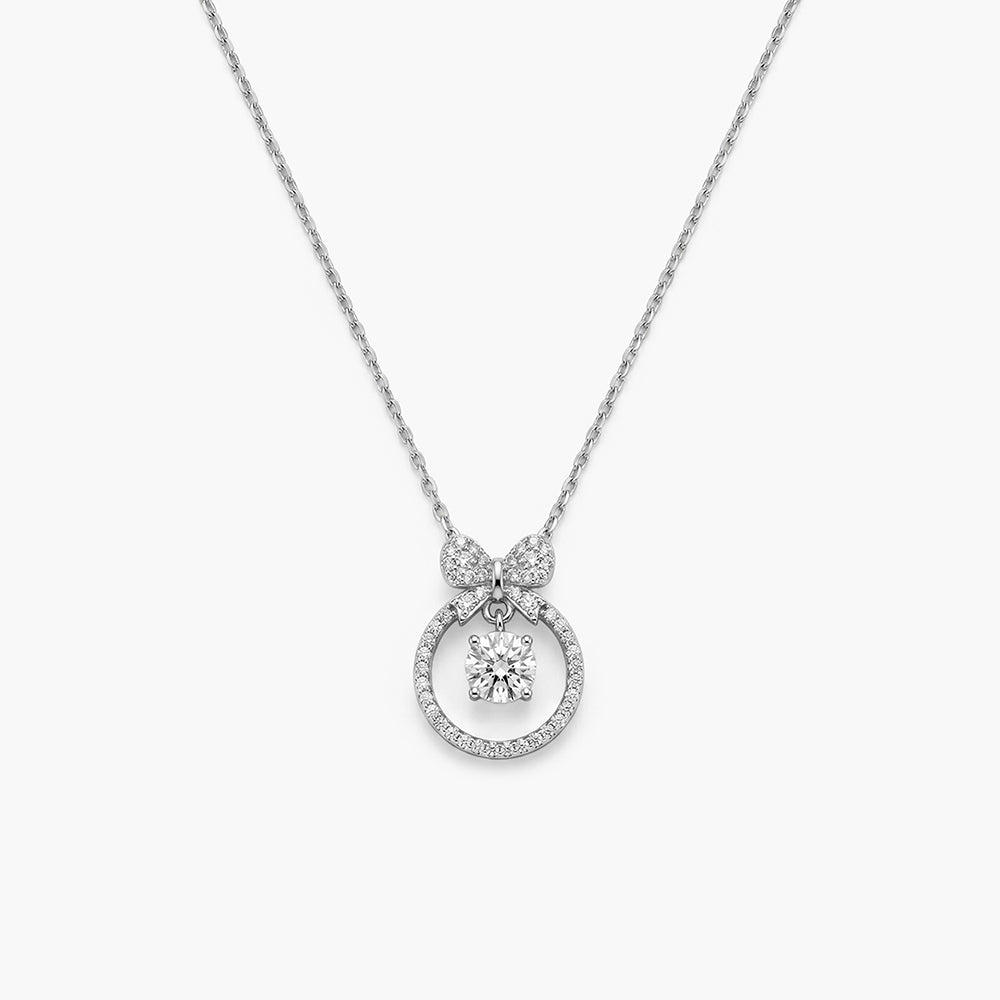 Luminous Orbit Solitaire Drop 925 Sterling Silver Pendant Necklace