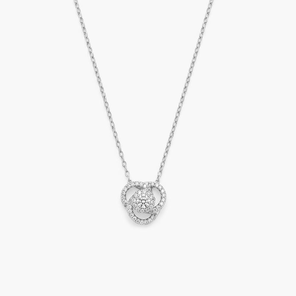 Interlinked Halo Circle 925 Sterling Silver Necklace