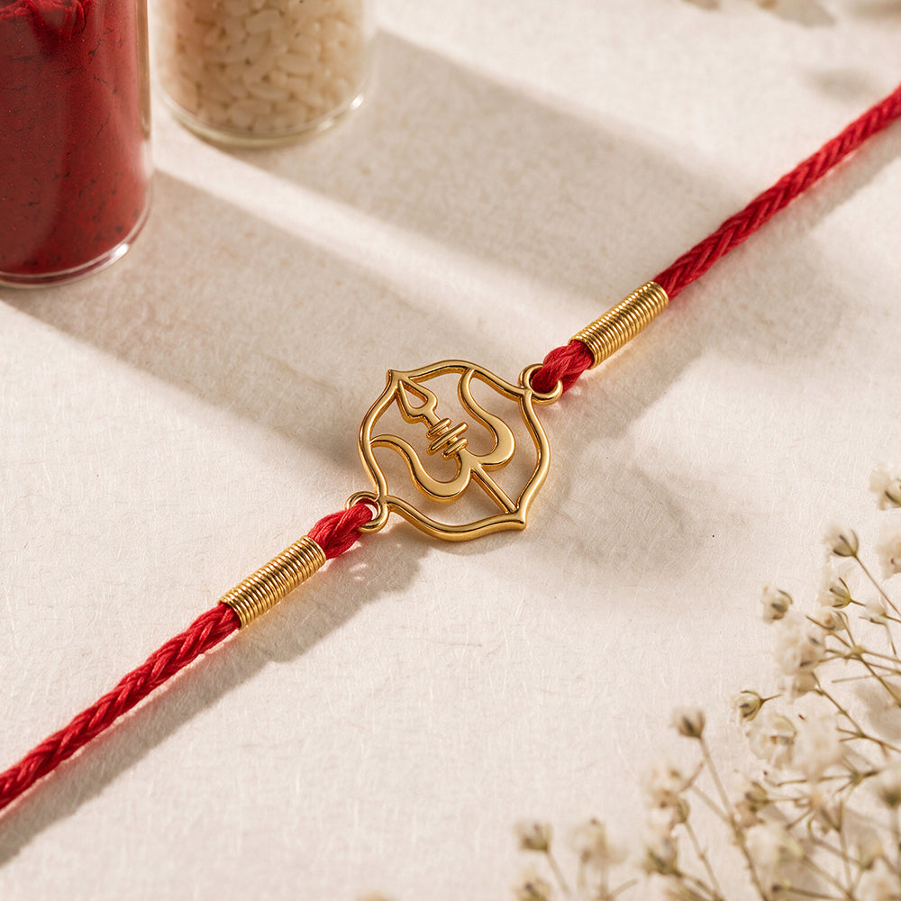 Sacred Trishul Fine Silver Rakhi