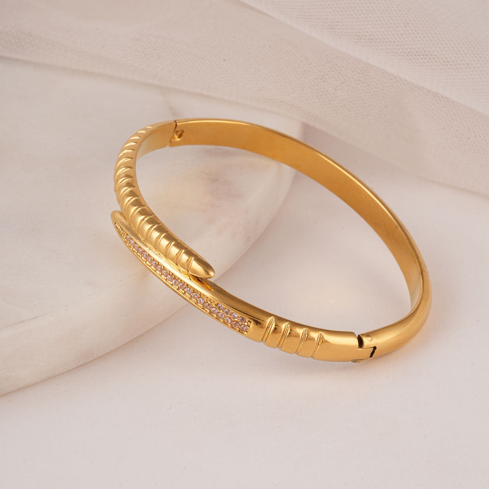 Textured Snake Tail Bangle Bracelet - view 3