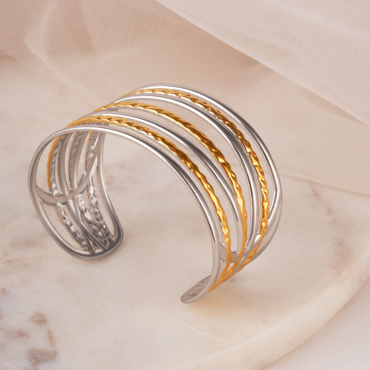 Dual Tone Stacked Bracelet-3