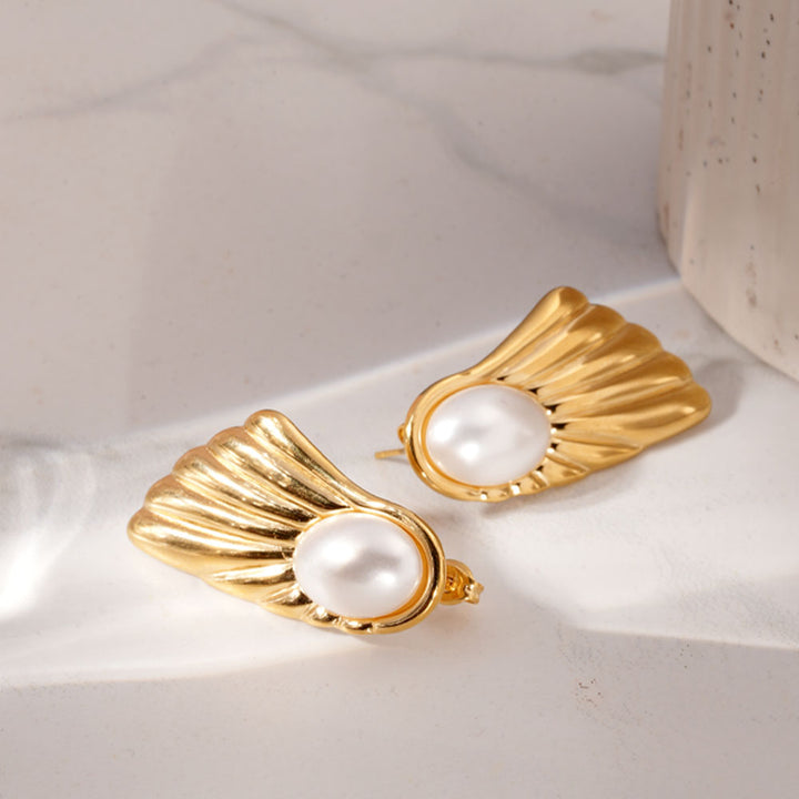 Feather Peal Drop Earrings-3