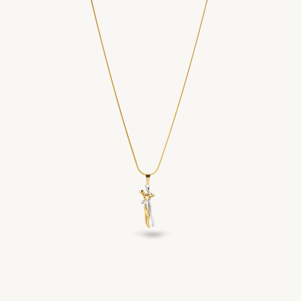 Dual Tone Couple Pendant Necklace