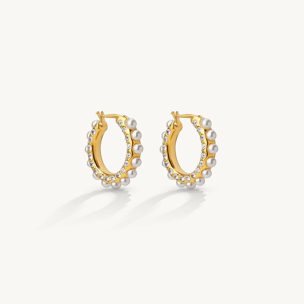 Chic Pearl Studded Hoop Earrings