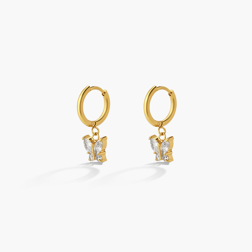 Crown Charm Hoop Earrings