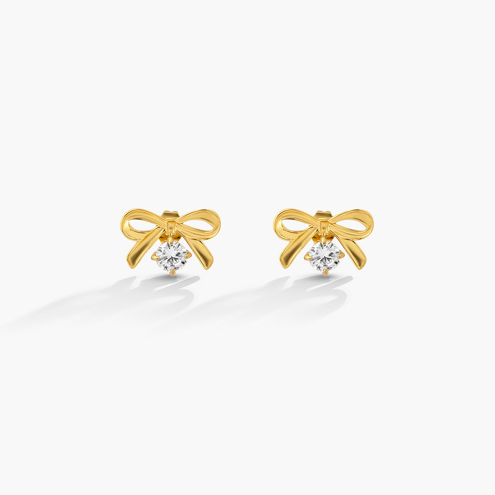 Minimal Bow Crystal Earrings