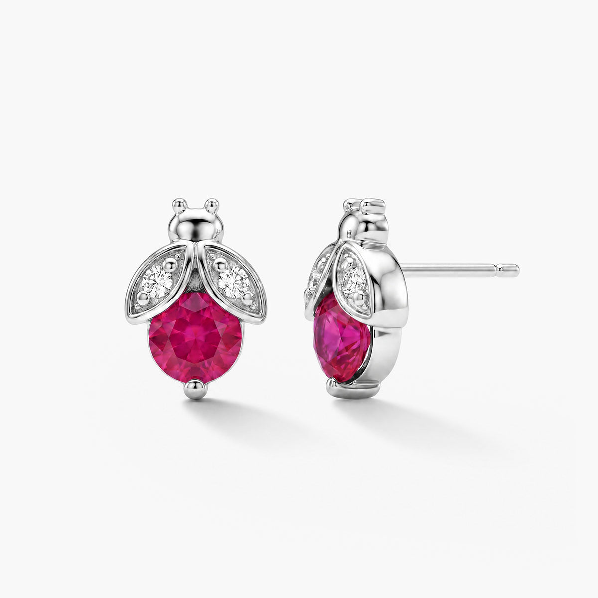 Elegant Red Platinum Plated 925 Sterling Silver Stud Earrings
