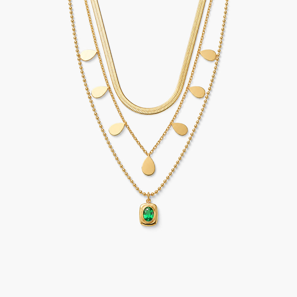 Emerald Tri Layered Necklace