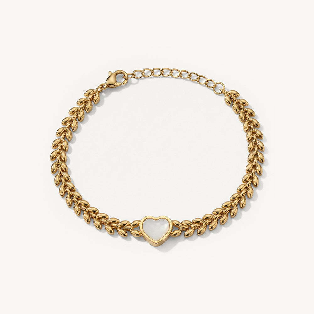 Vintage Heart Beaded Chain Bracelet