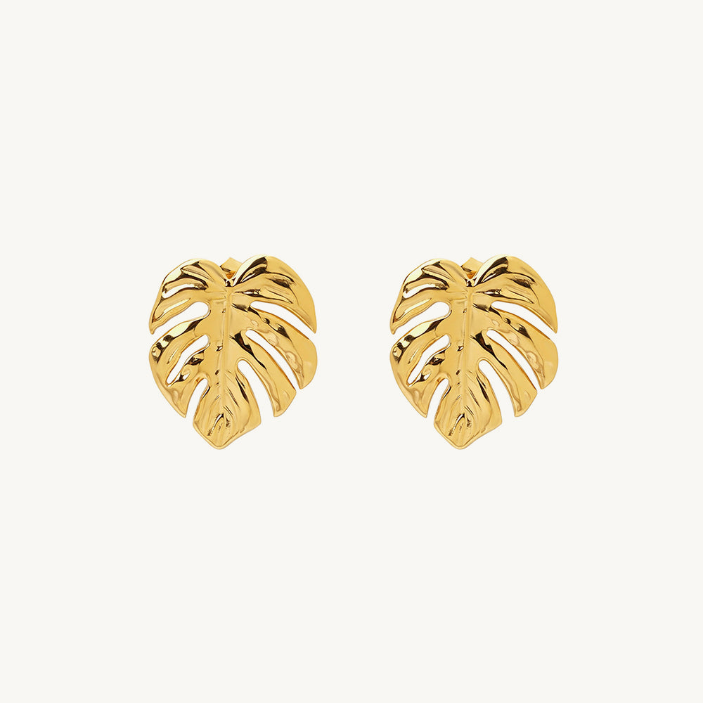 Tropical Leaf Stud Earrings