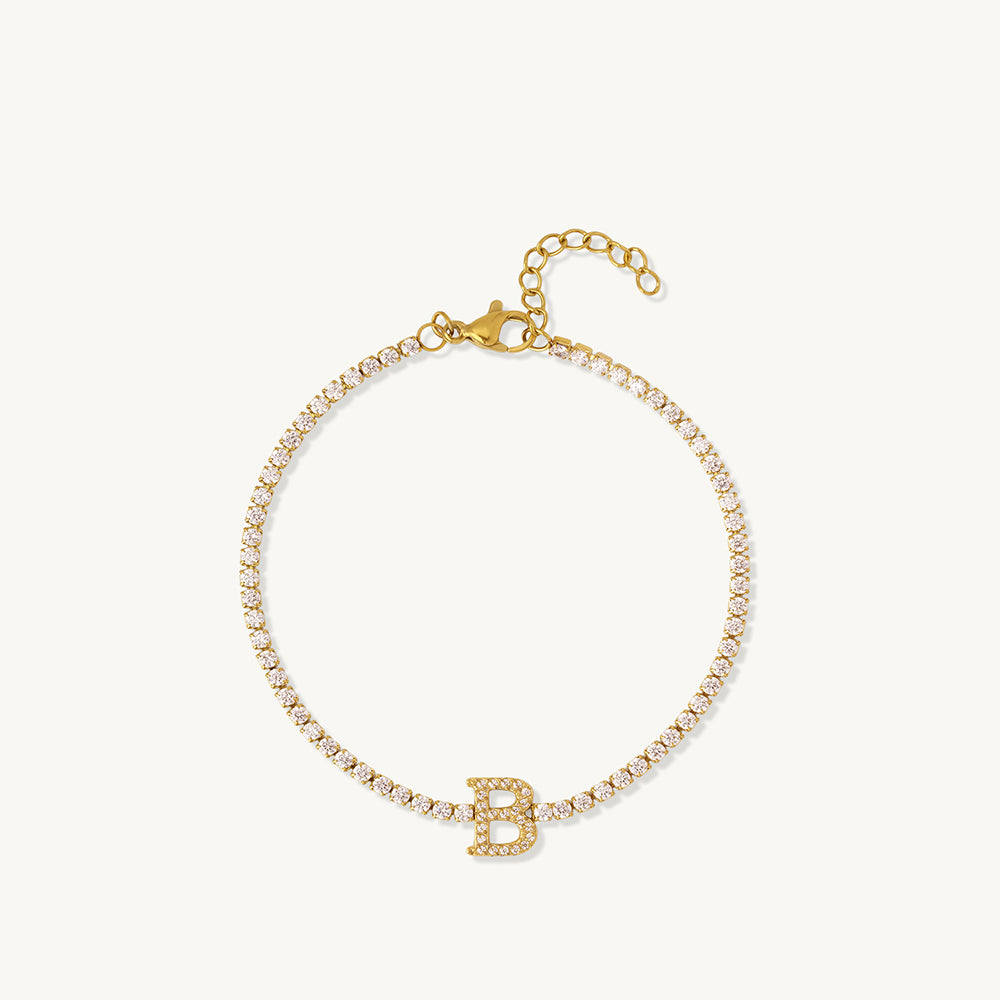 Crystal Initial Chain Bracelet