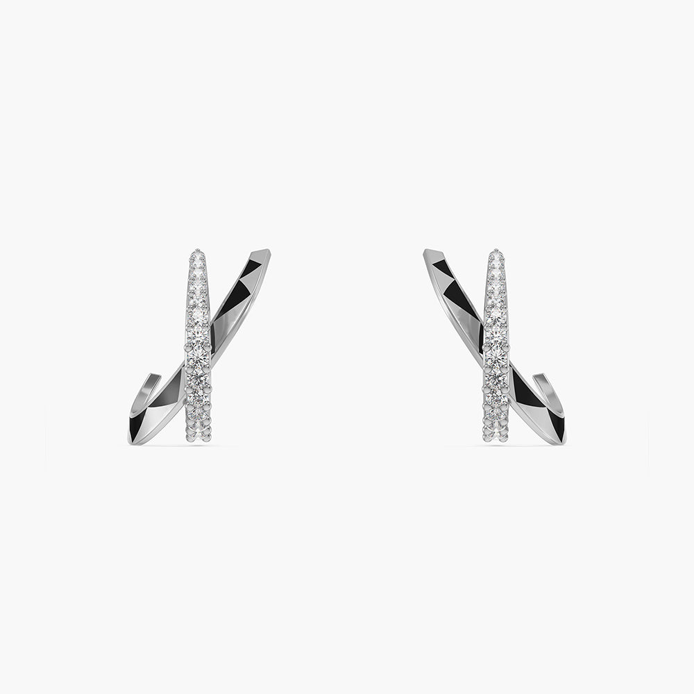 Linear Drop 925 Silver Hoop Earrings