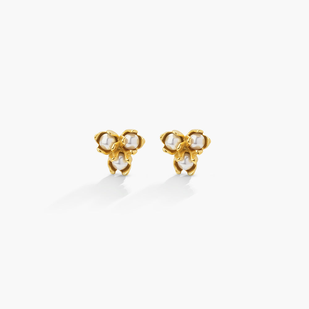 Vintage Pearl Bloom Stud Earrings