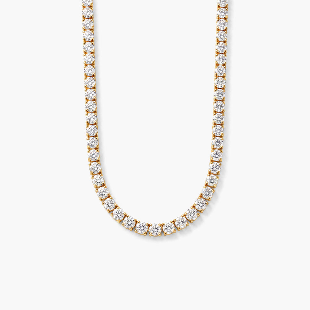 Round Crystal Line 925 Sterling Silver Necklace