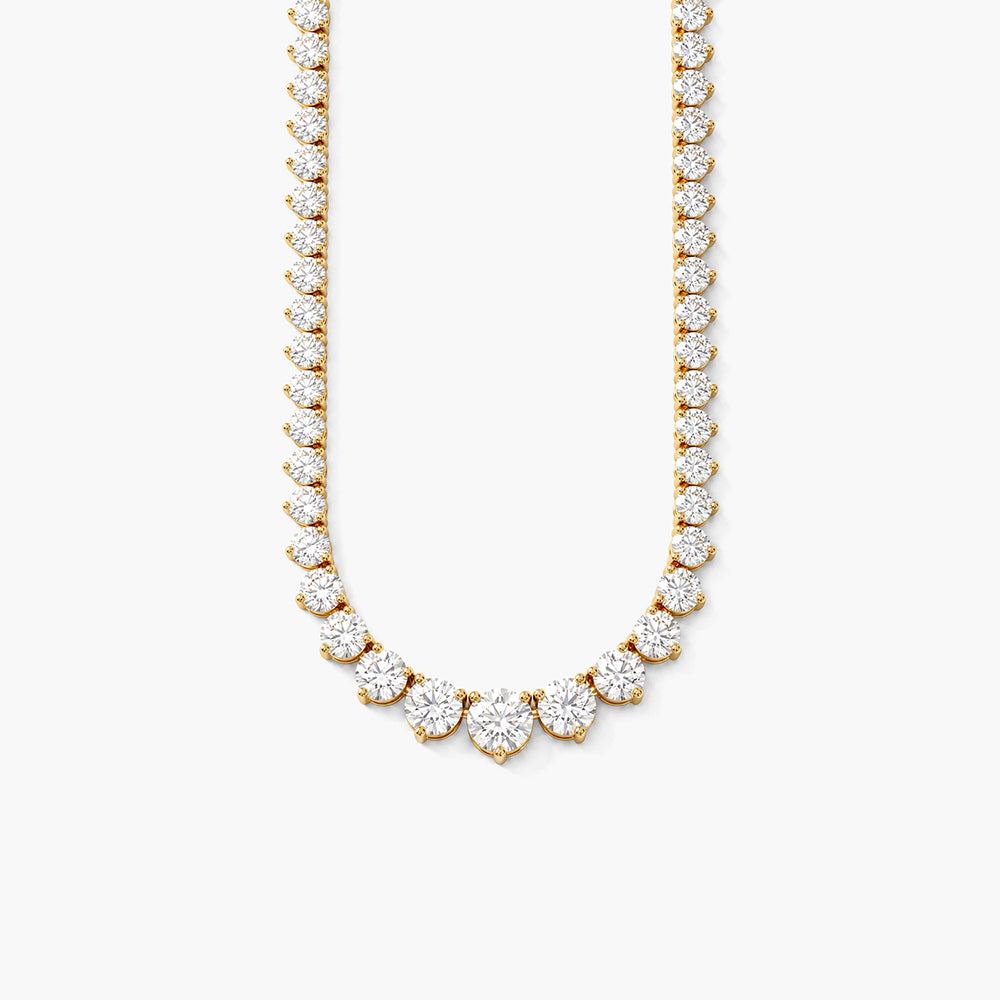 Elegant Crystal Tennis 925 Sterling Silver Necklace