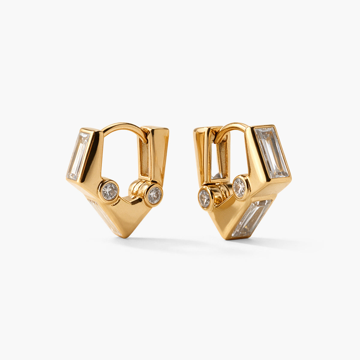 Baguette Huggie 925 Sterling Silver Earrings