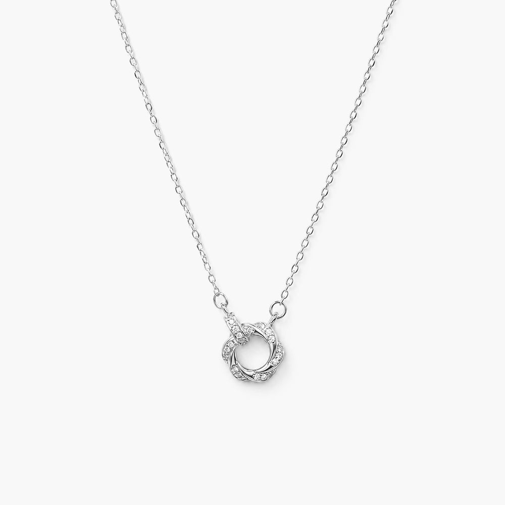 Modern Circle Platinum Plated 925 Sterling Silver Necklace