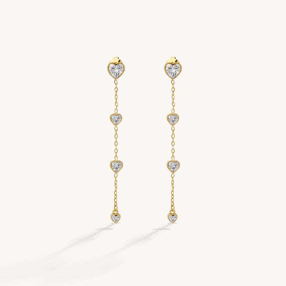 Heart Crystal Dangle Earrings
