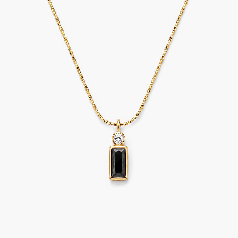 Sleek Black Bar Pendant Necklace