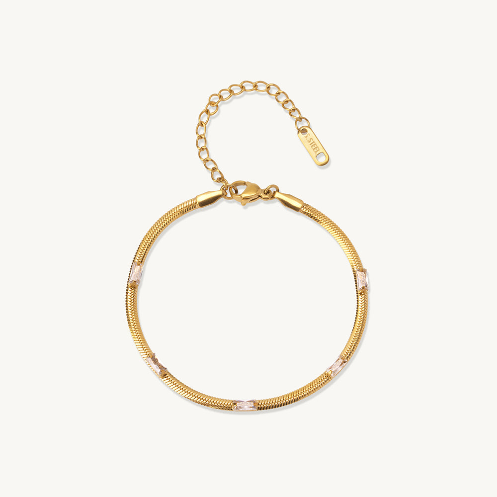 Minimal Crystal Link Bangle Bracelet