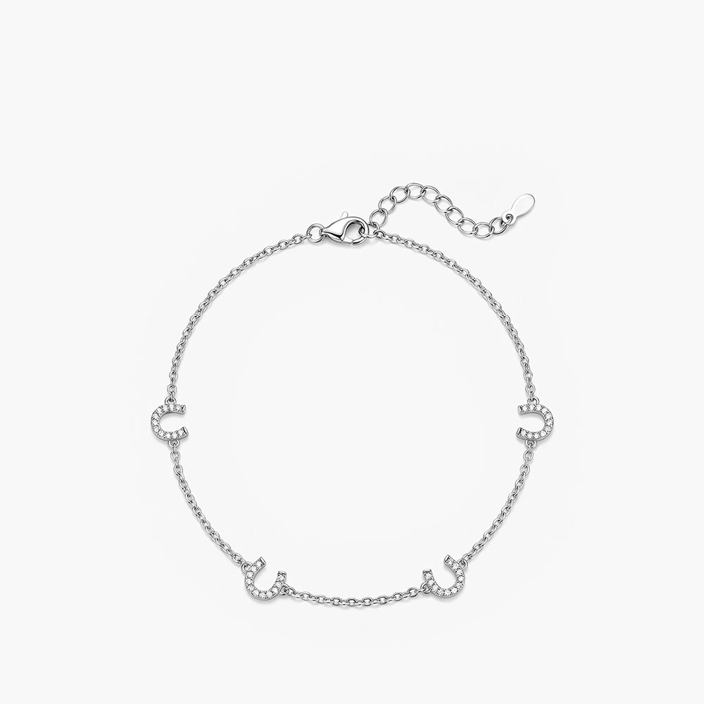 Curved Link Platinum Plated 925 Sterling Silver Anklet