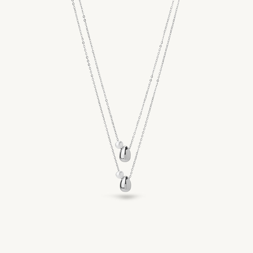 Bold Drop Pearl Accent Layer Necklace
