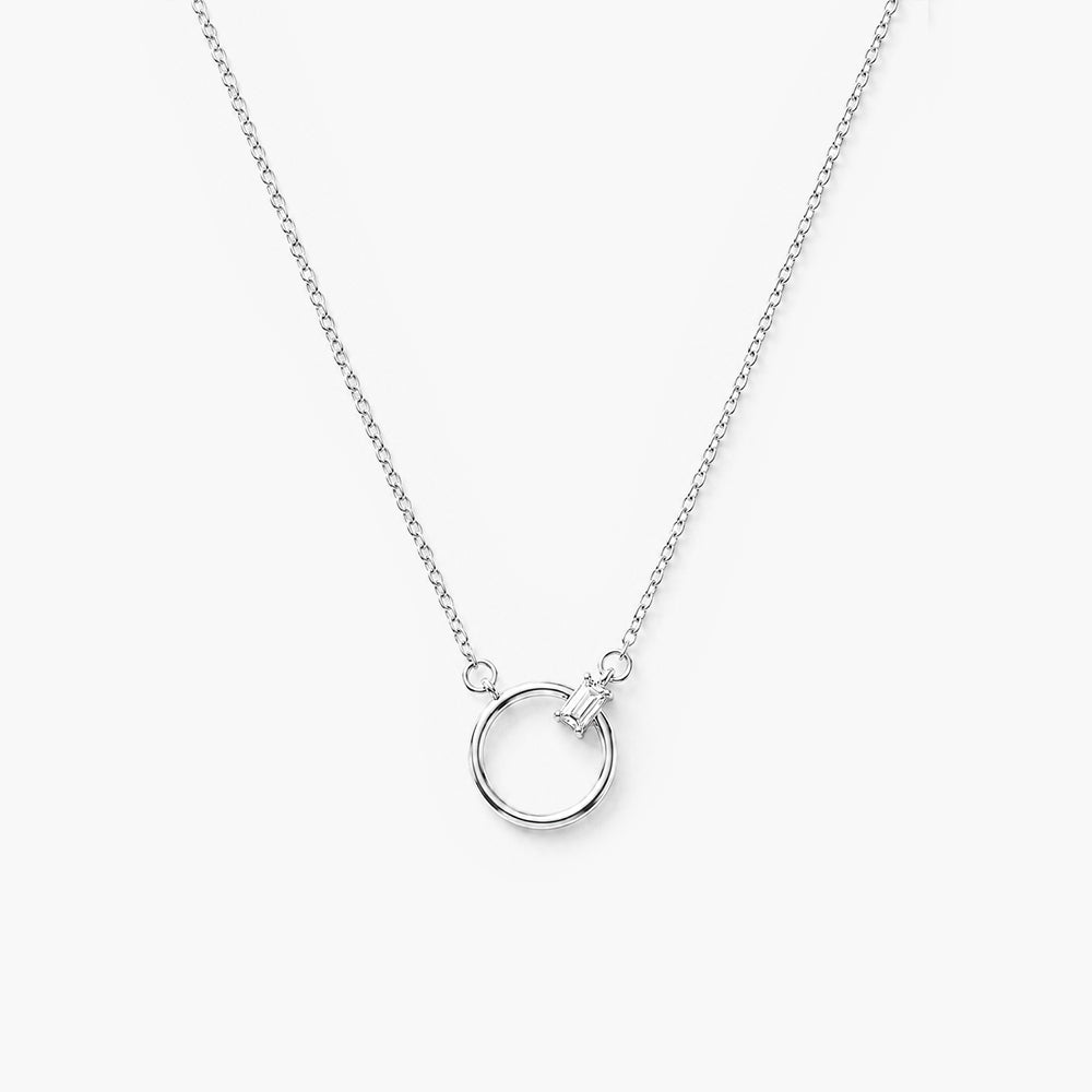 Circle Link Platinum Plated 925 Sterling Silver Necklace