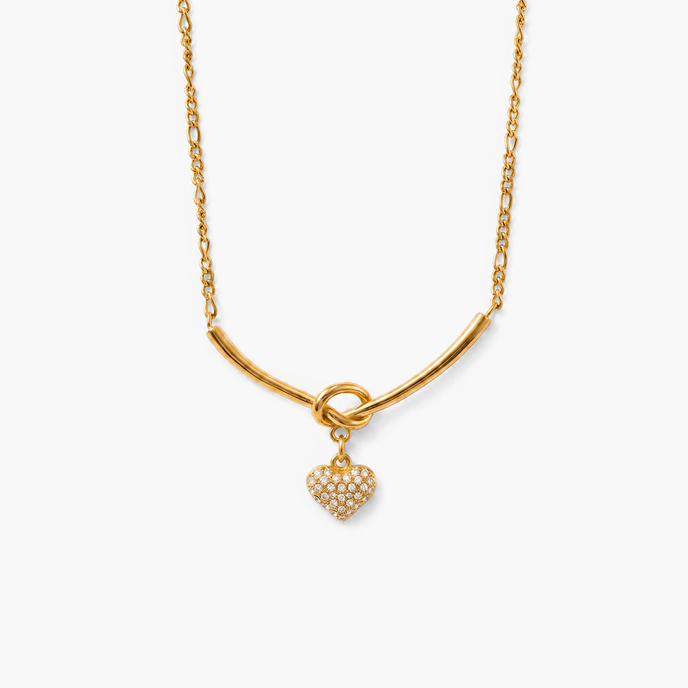Crystal Heart Charm Gold Necklace