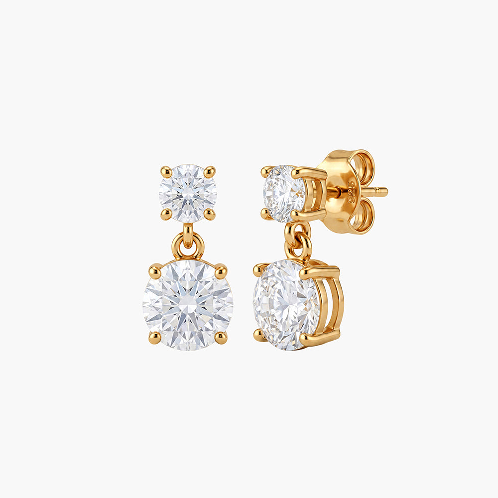 Dainty Double Crystal 925 Sterling Silver Earrings