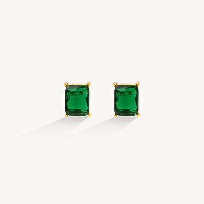 Emerald Bar Edge Stud Earrings