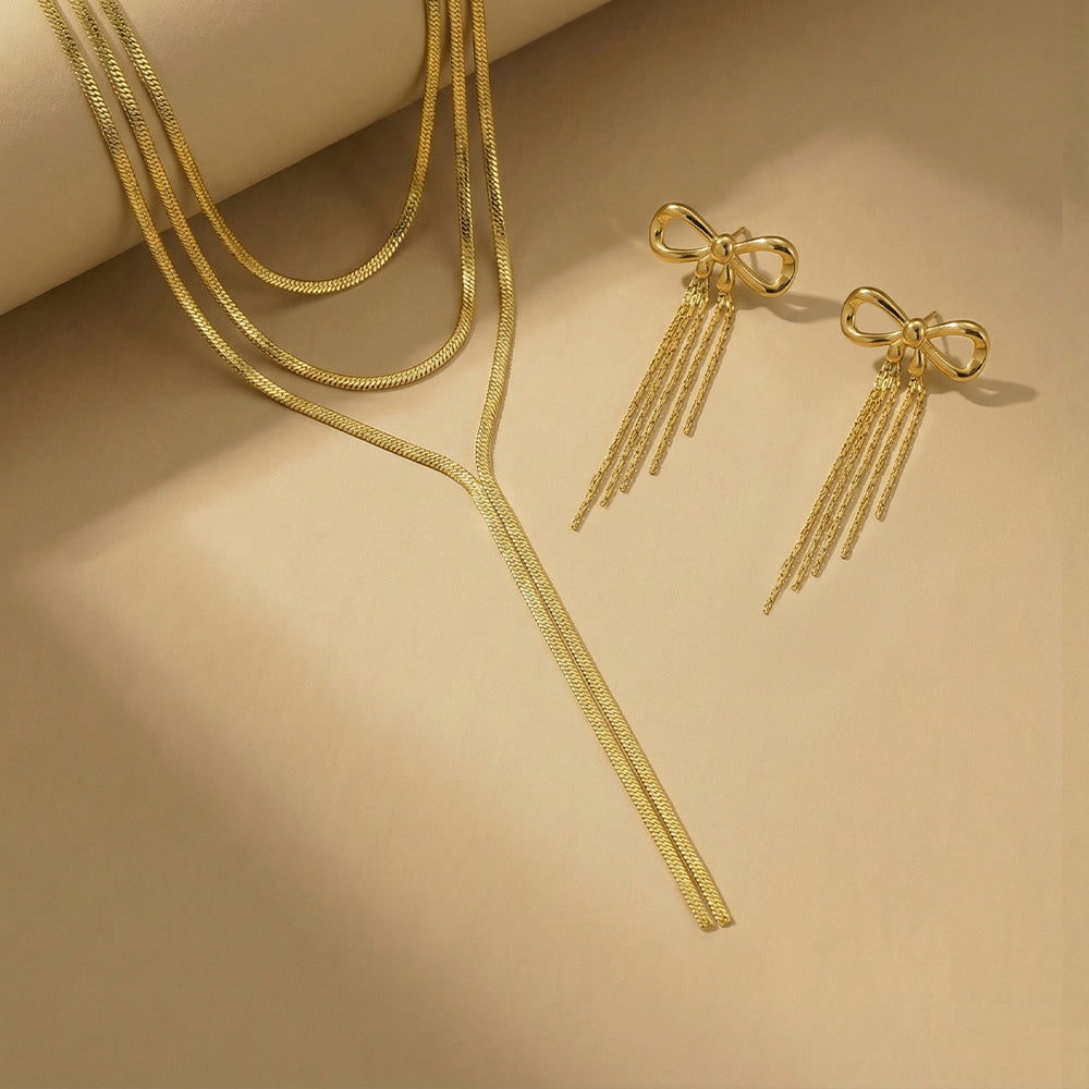 Pure Lines Bow Detail Jewellery Set