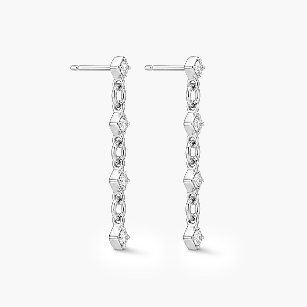 Graceful Crystal Drop Platinum Plated 925 Sterling Silver Heart Earrings