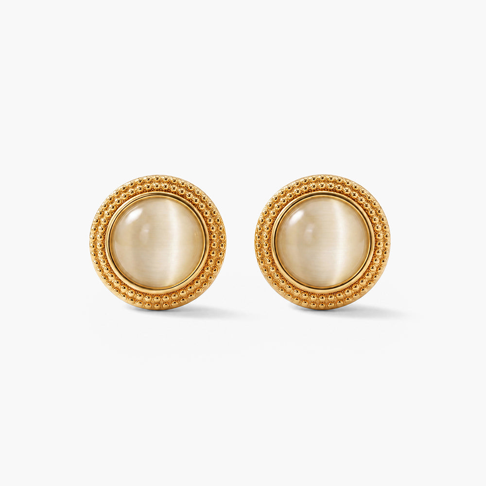 Circular White Gold Stud Earrings