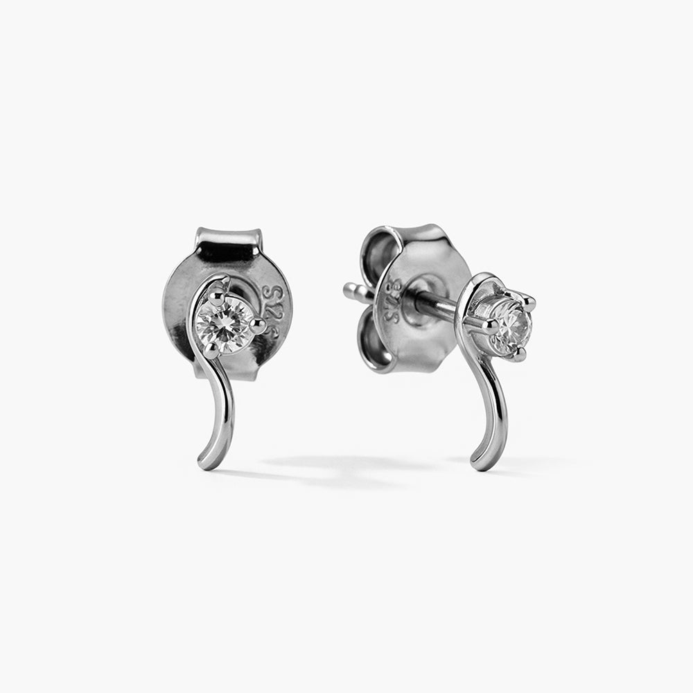 Swift Wing Mini Platinum Plated 925 Sterling Silver Studs