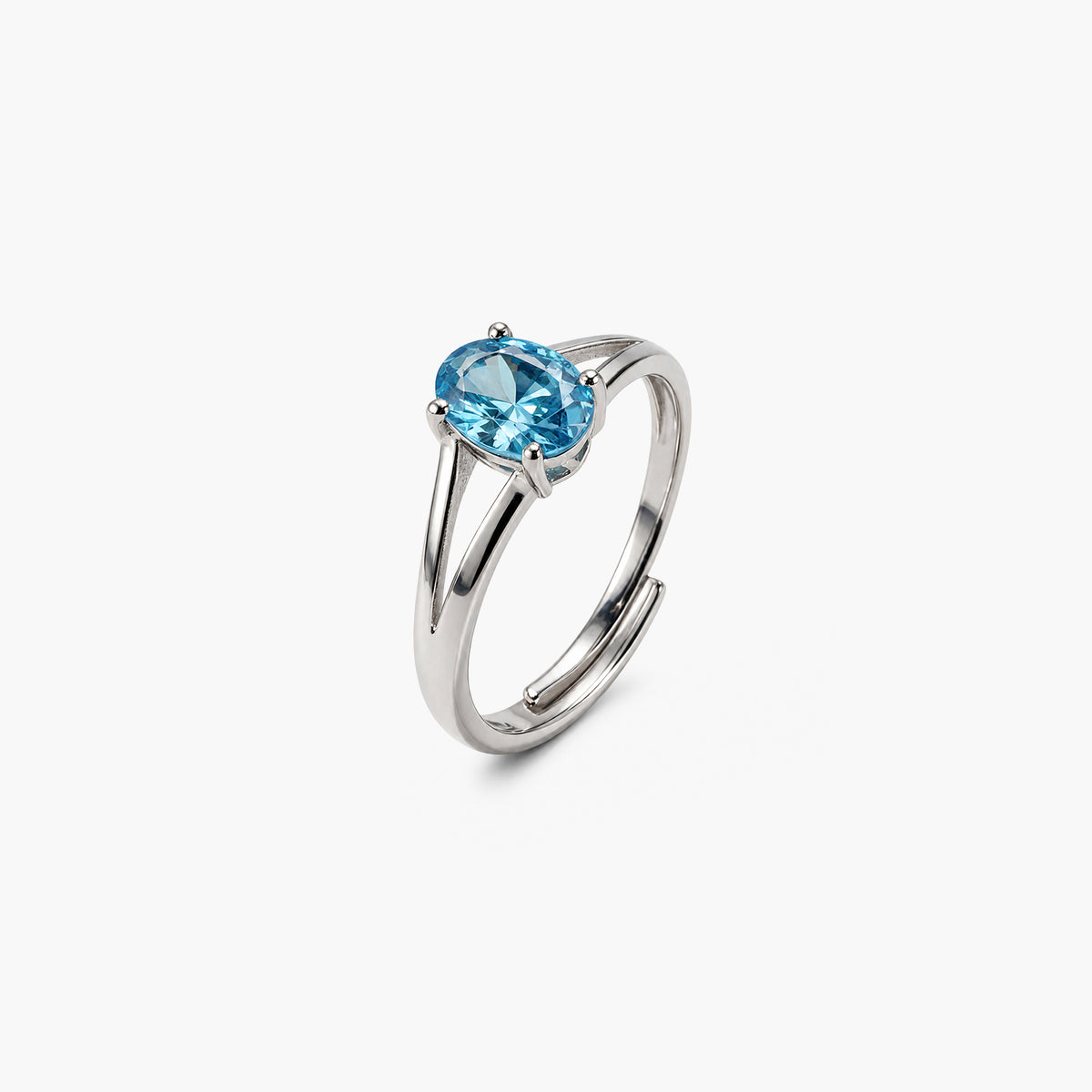 Dainty Blue Accent Platinum Plated 925 Sterling Silver Ring
