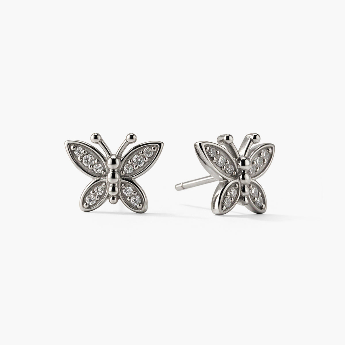 Graceful Butterfly Platinum Plated 925 Sterling Silver Earrings