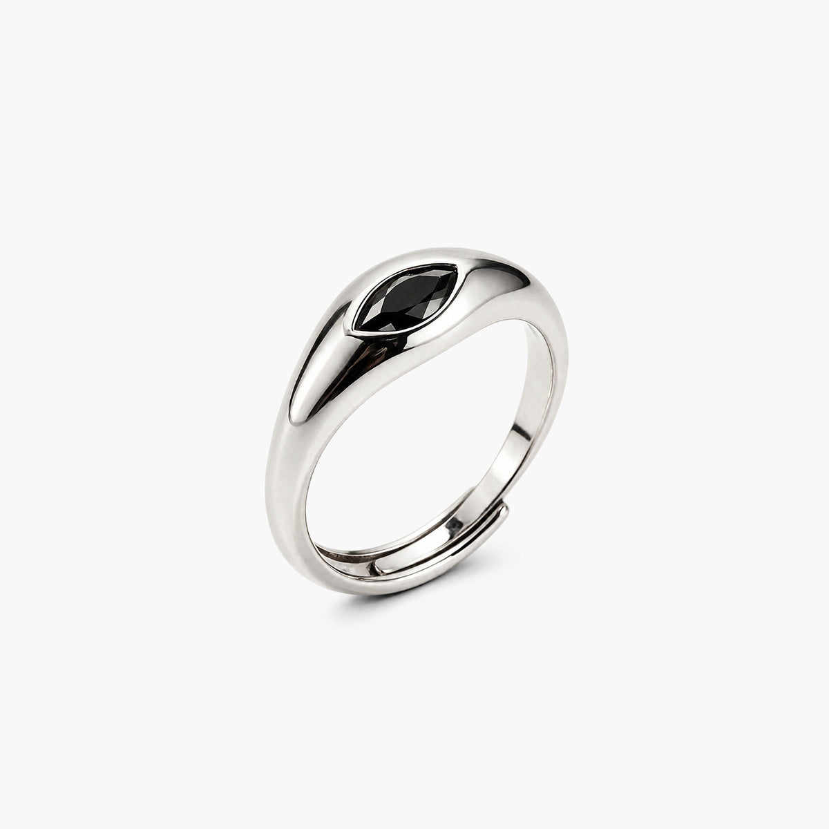 Dainty Onyx Crystal Platinum Plated 925 Sterling Silver Ring
