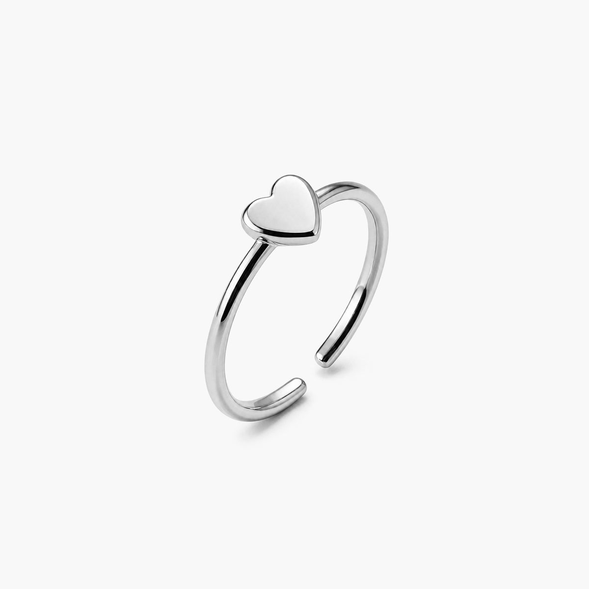 Petite Heart Platinum Plated 925 Sterling Silver Ring