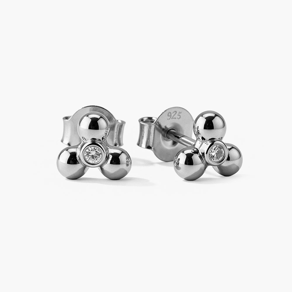 Bloom Cluster Stud Platinum Plated 925 Sterling Silver Earrings