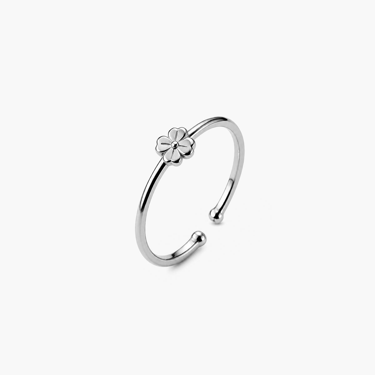 Floral Accent Platinum Plated 925 Sterling Silver Ring