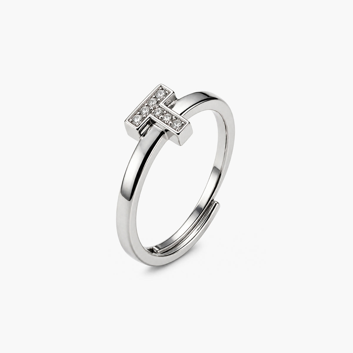 Celeste T Glow Platinum Plated 925 Sterling Silver Ring
