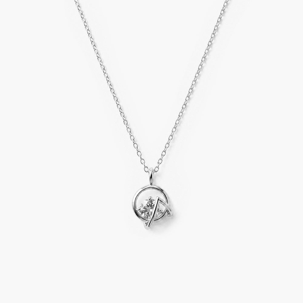 Floating Charm Platinum Plated 925 Sterling Silver Necklace