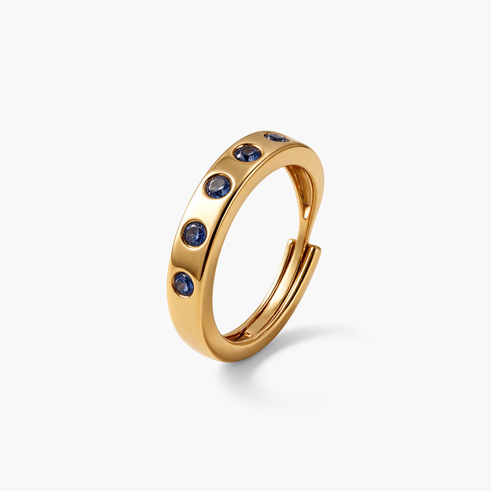 Dainty Blue Crystal 925 Sterling Silver Band Ring