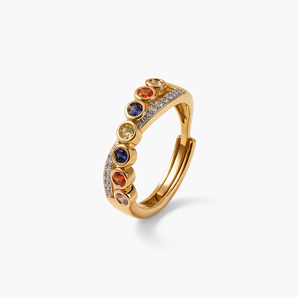 Rainbow Arc 925 Sterling Silver Crystal Ring